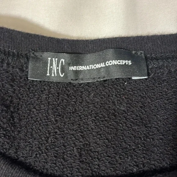 INC Womens Embellished-Sleeve Black Sweatshirt - Picture 4 of 12